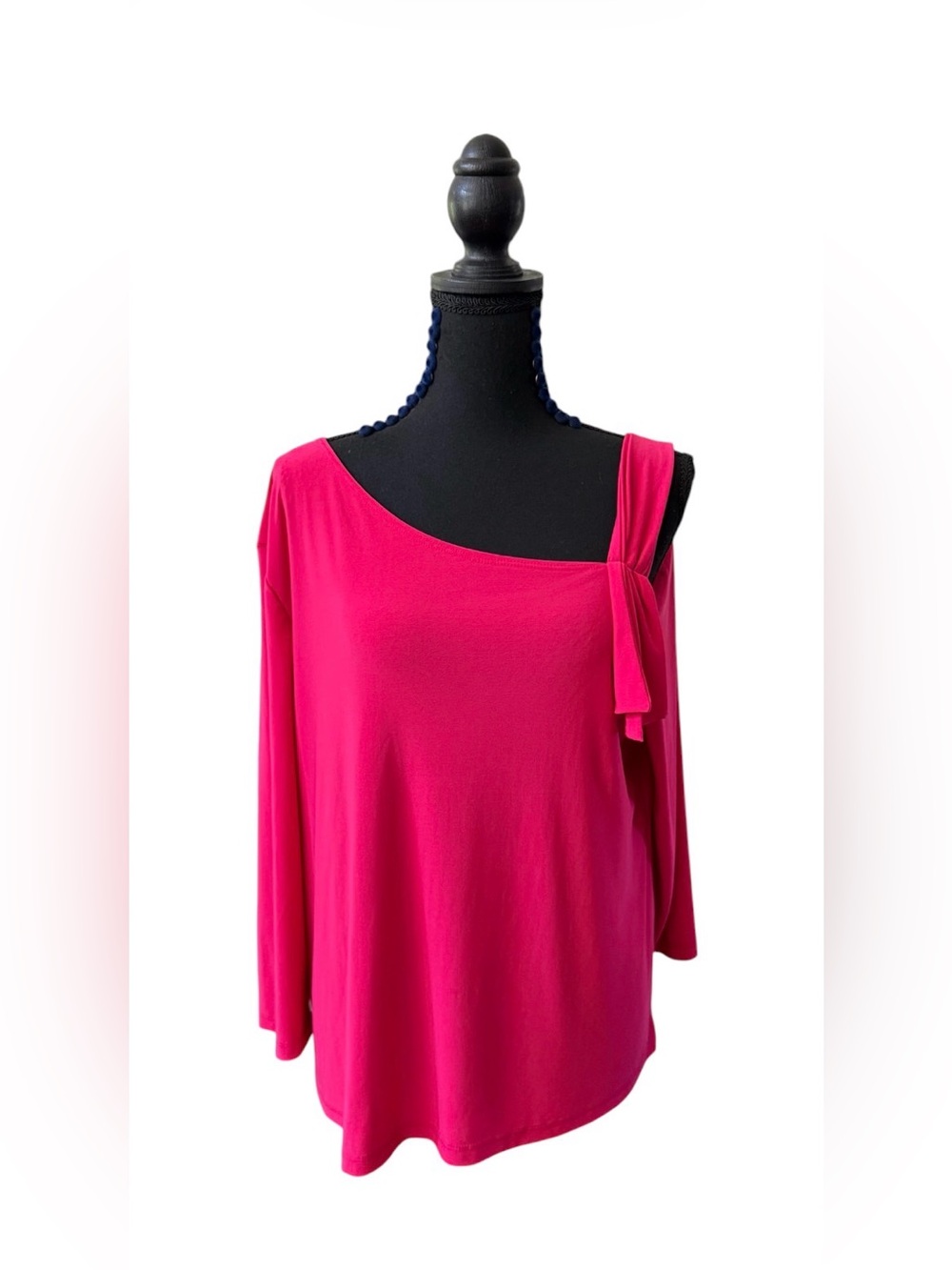 Patchington One-Shoulder Blouse in Bright Fuchsia Pink